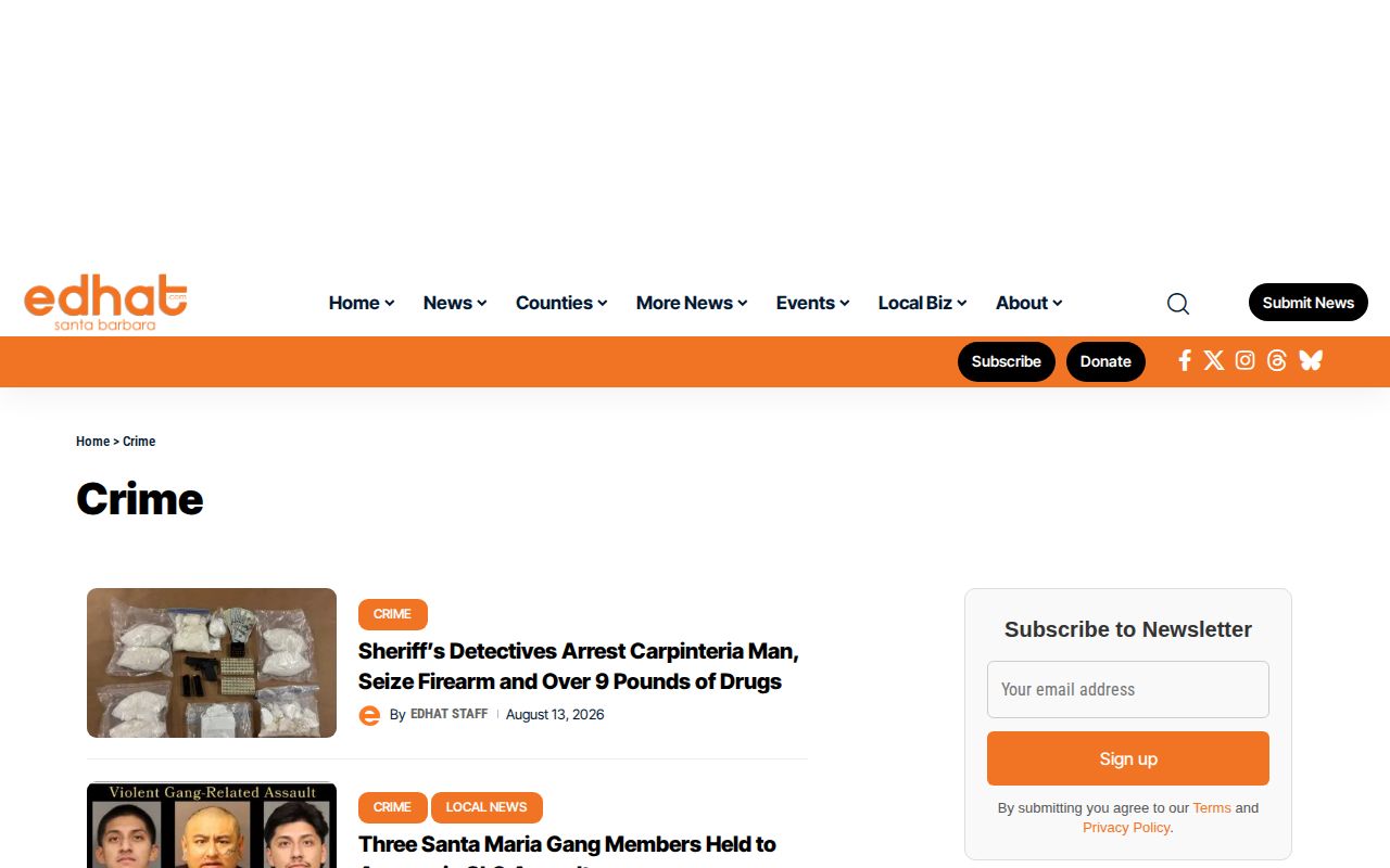 Santa Barbara County arrest news and agency submissions on Edhat Crime